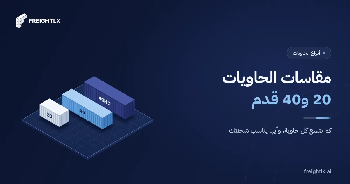 غلاف مقال مقاسات الحاويات 20 قدم و40 قدم و40 هاي كيوب